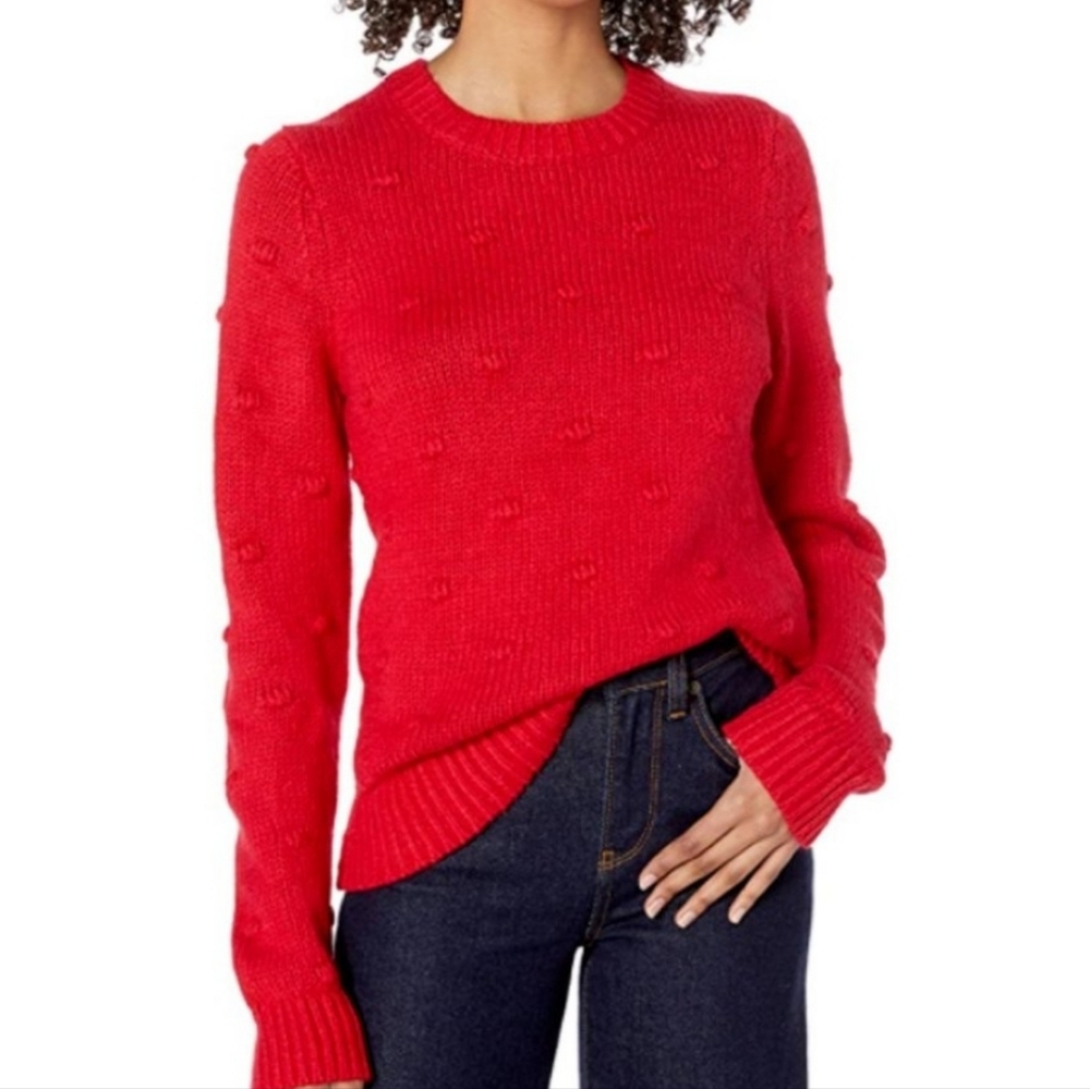 Lucky brand Red Bobble stitch crew neck sweater size XL